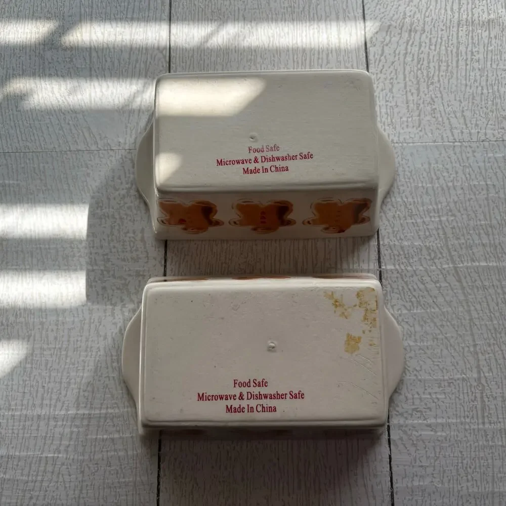 Gingerbread Mini Loaf Baking Dishes Set of 2 Ceramic Holiday